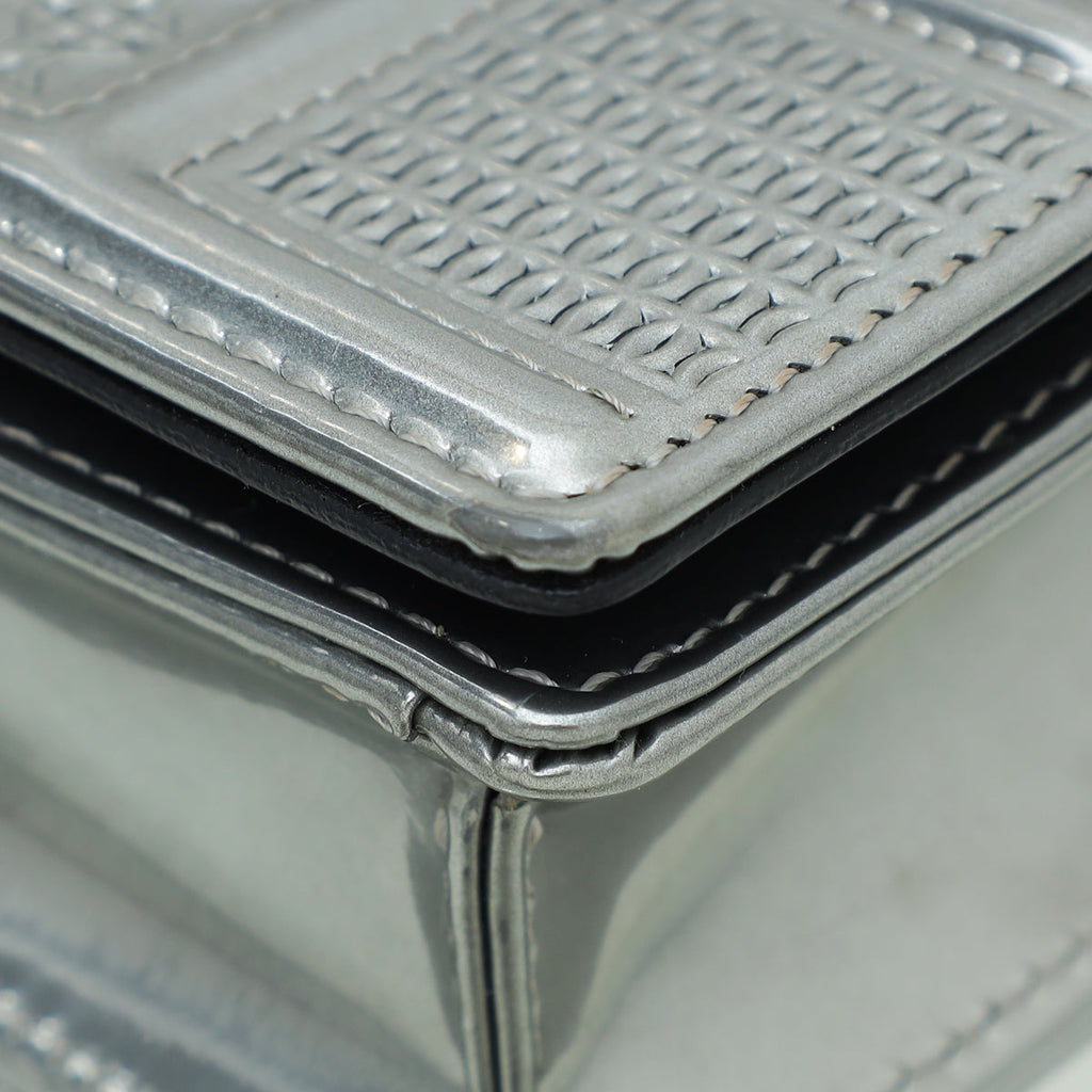Christian Dior Silver Diorama Microcannage Wallet On Chain