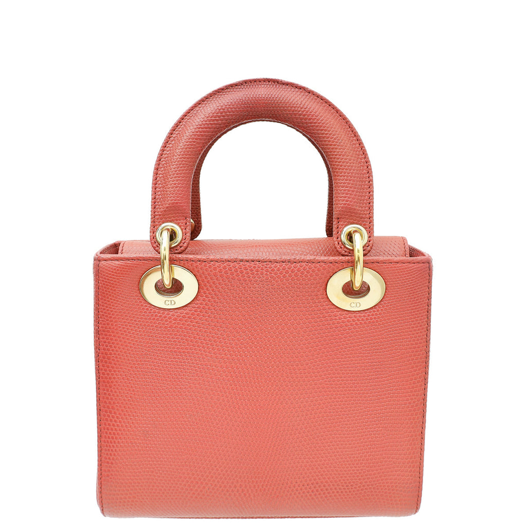 Christian Dior Old Rose Lizard Lady Dior Small Bag