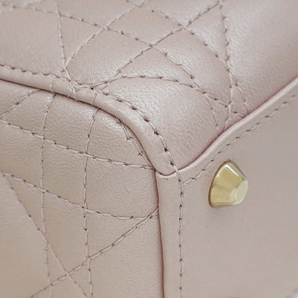 Christian Dior Metallic Pearly Pink Cannage Mini Chain Lady Dior Bag