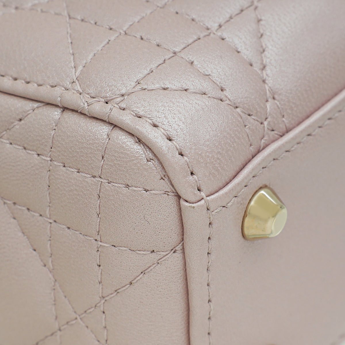 Christian Dior Metallic Pearly Pink Cannage Mini Chain Lady Dior Bag