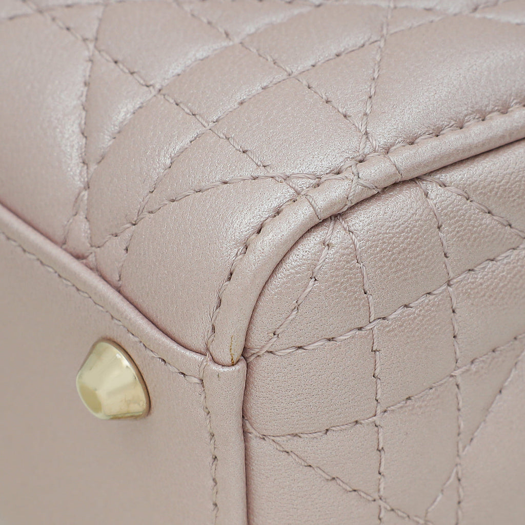Christian Dior Metallic Pearly Pink Cannage Mini Chain Lady Dior Bag