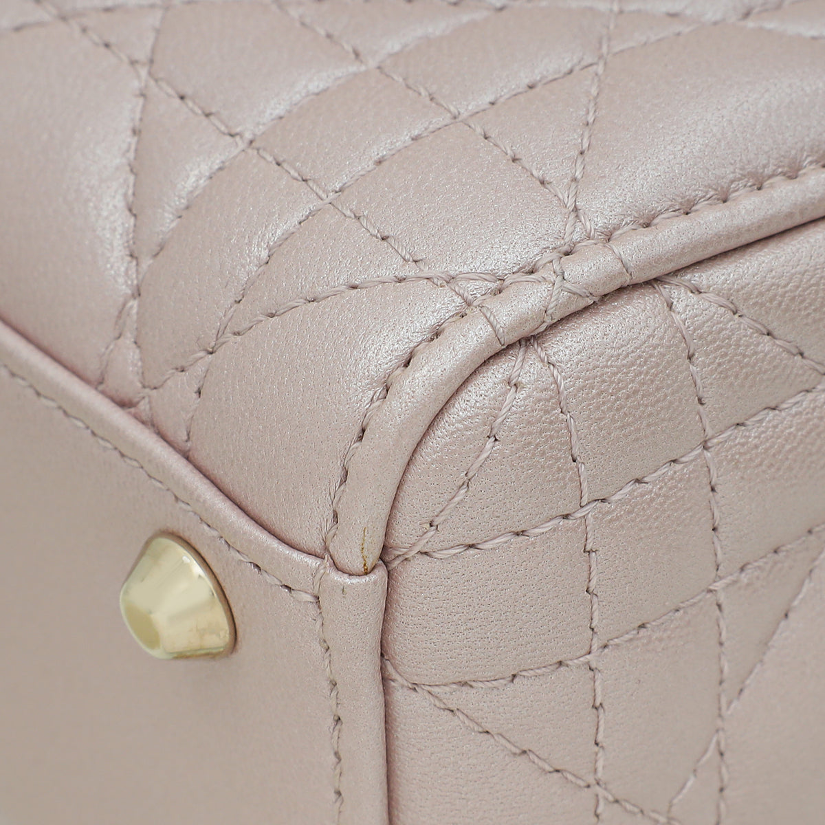 Christian Dior Metallic Pearly Pink Cannage Mini Chain Lady Dior Bag