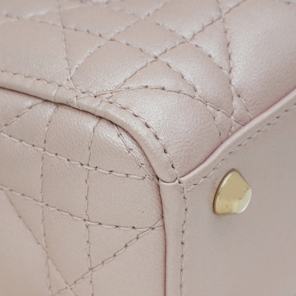 Christian Dior Metallic Pearly Pink Cannage Mini Chain Lady Dior Bag
