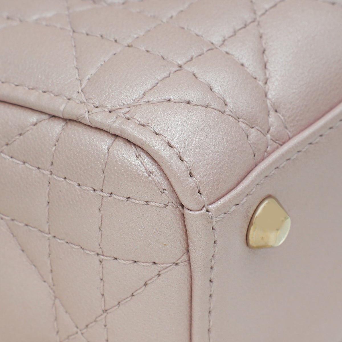 Christian Dior Metallic Pearly Pink Cannage Mini Chain Lady Dior Bag