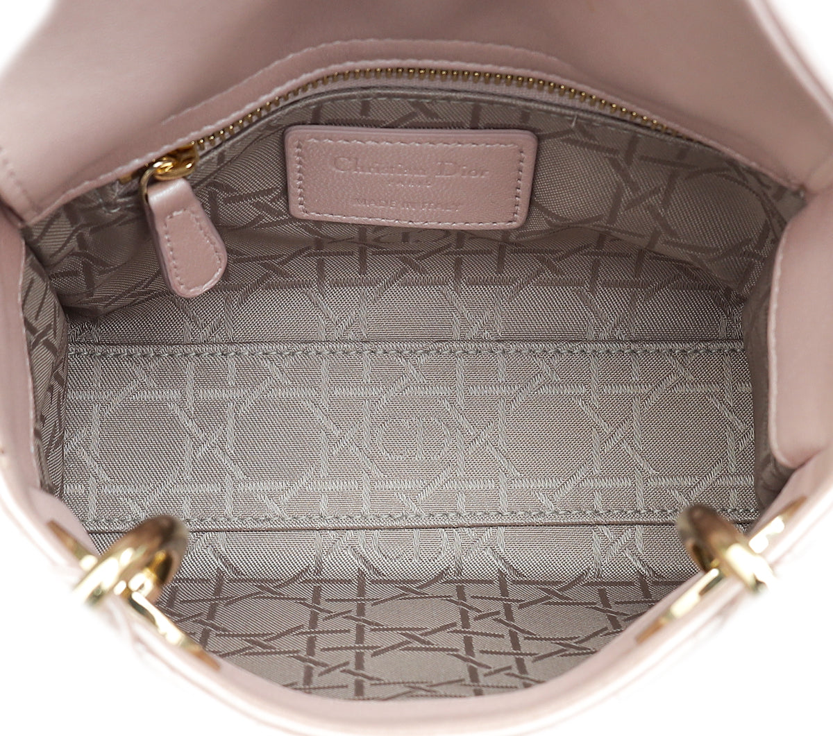 Christian Dior Metallic Pearly Pink Cannage Mini Chain Lady Dior Bag