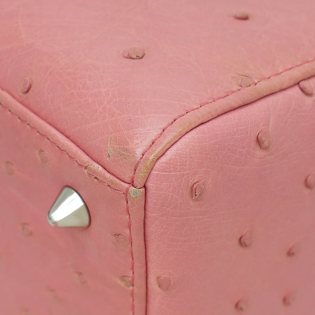 Christian Dior Pink Ostrich Lady Dior Medium Bag