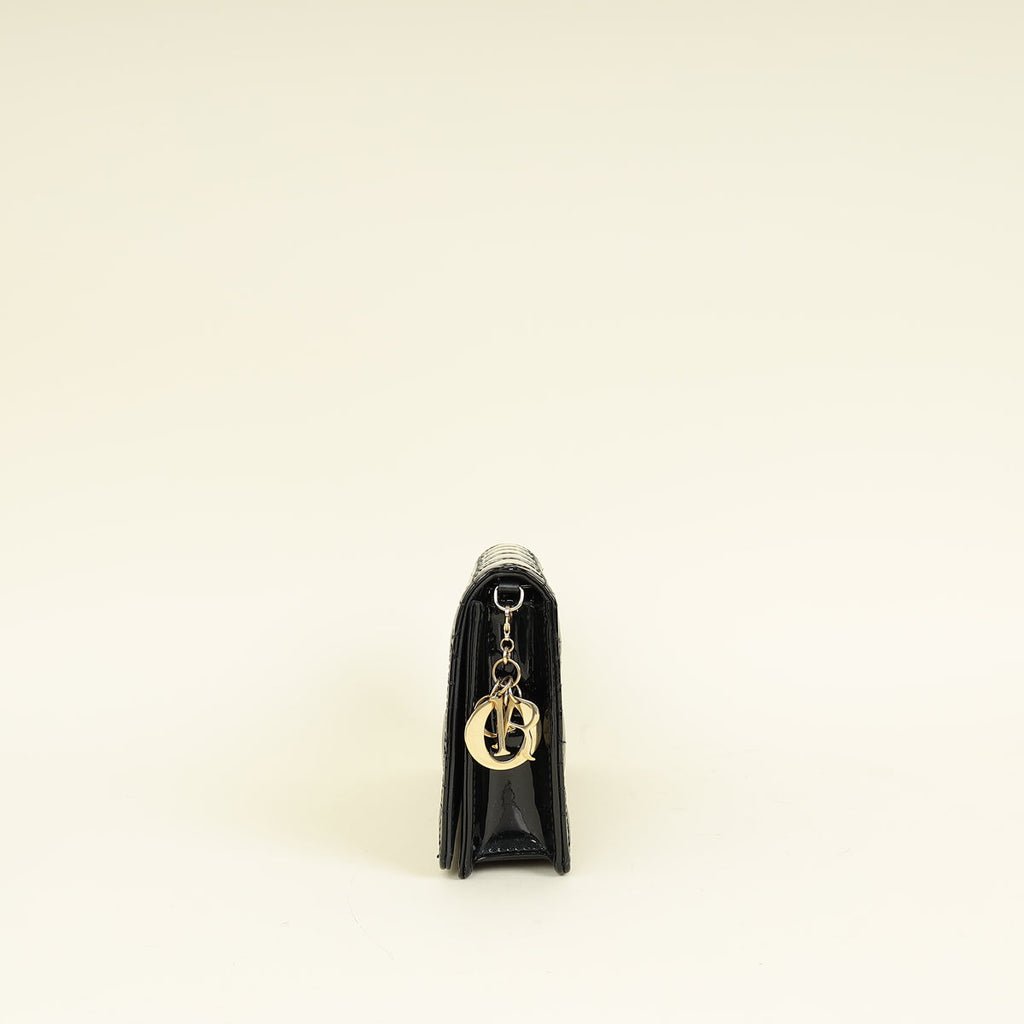 Christian Dior Black Lady Dior Chain Pouch Clutch