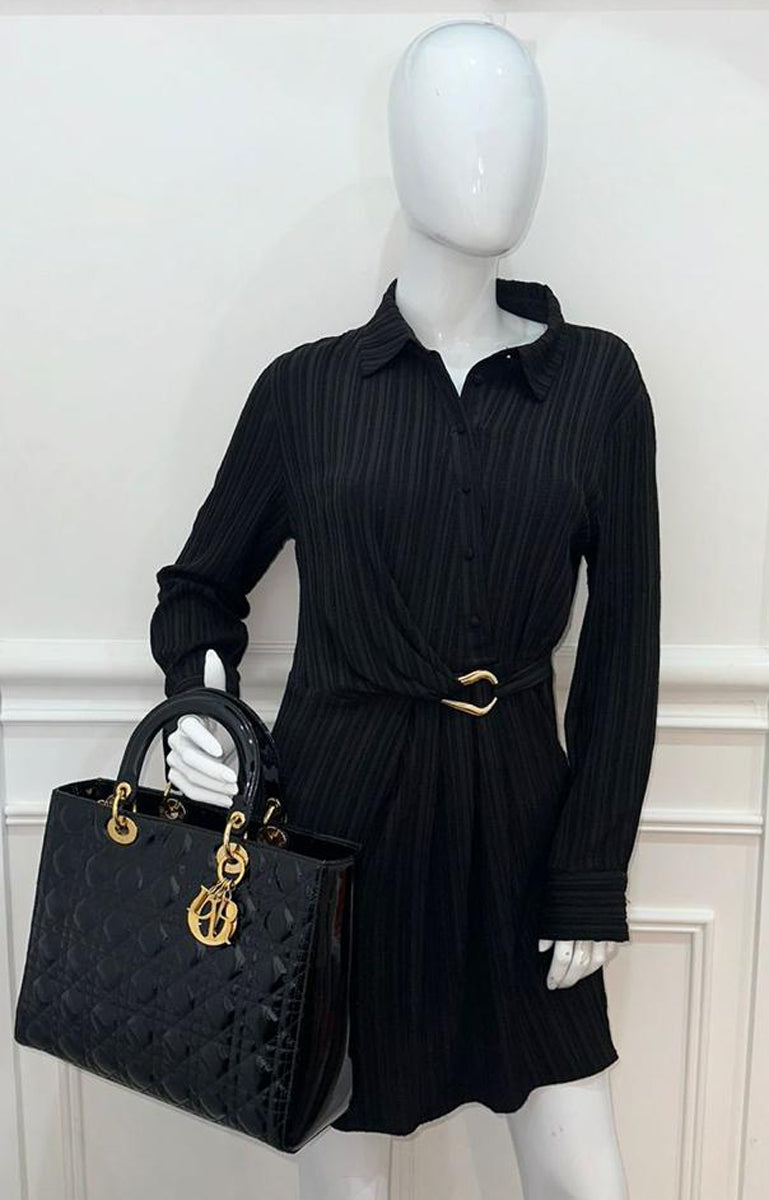 Christian Dior Black Lady Dior Large Bag