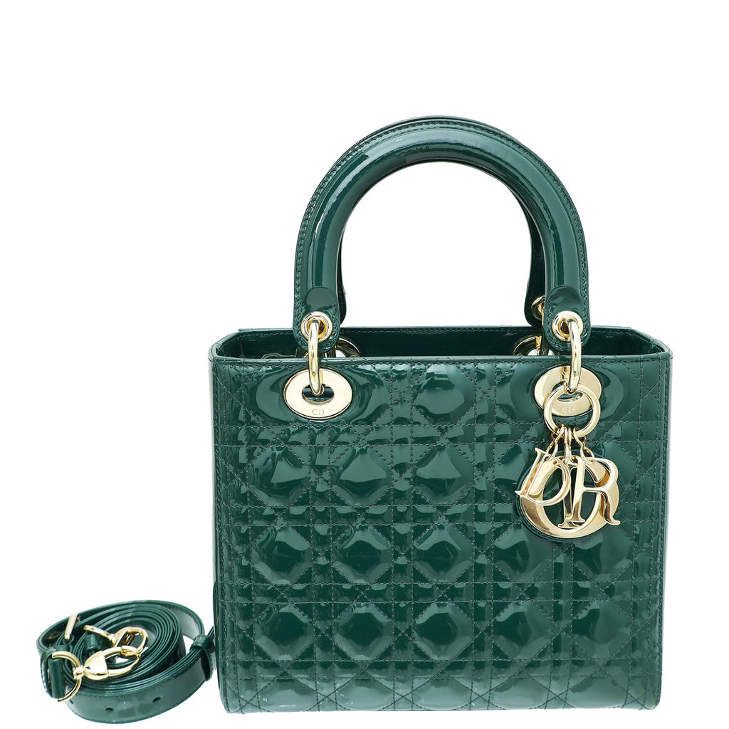 Christian Dior Green Lady Dior Medium Bag