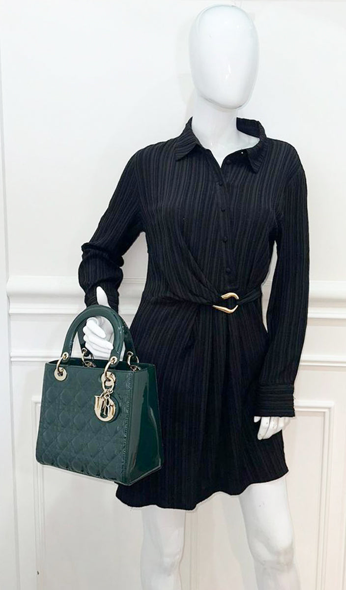 Christian Dior Green Lady Dior Medium Bag