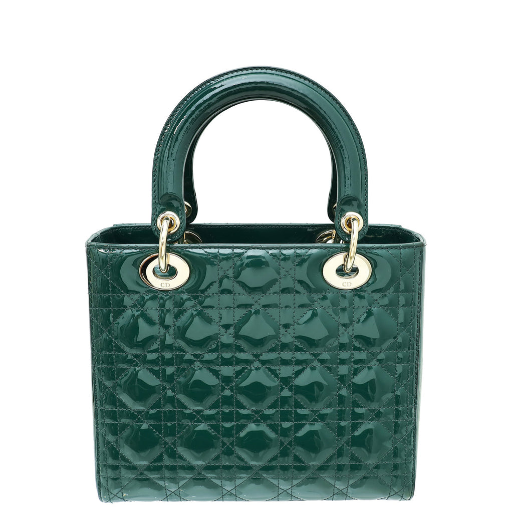 Christian Dior Green Lady Dior Medium Bag