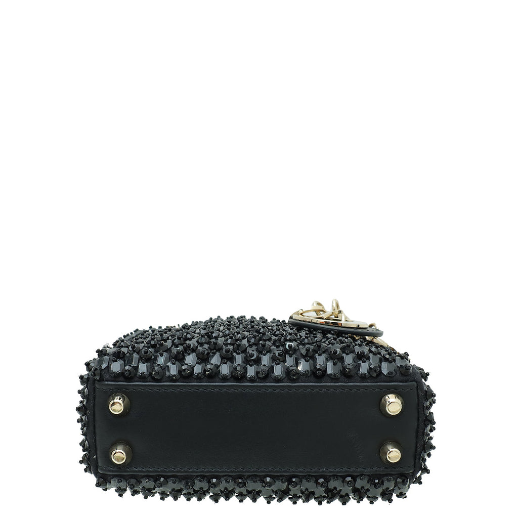Christian Dior Black Lady Dior Micro Mirrors, Beads and Strass Bag