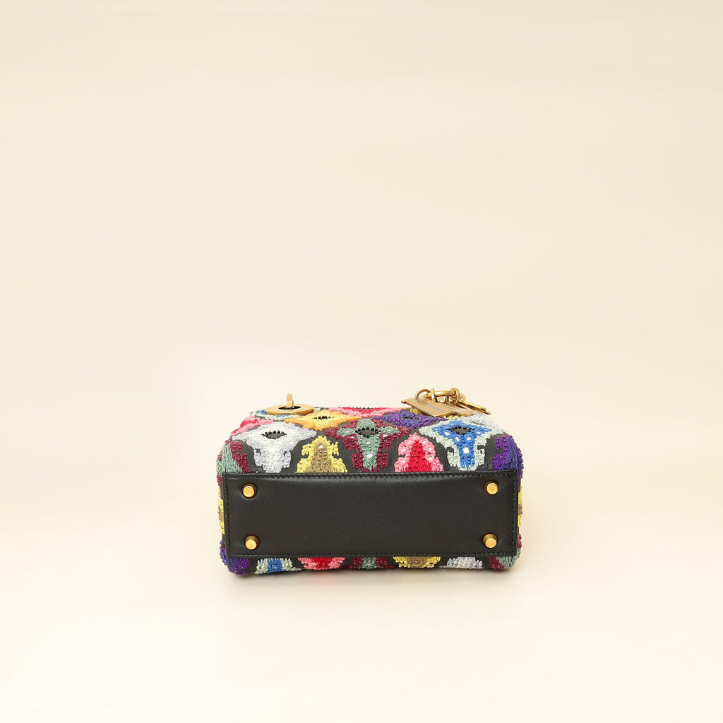 Christian Dior Multicolor Lady Dior Mini Embroidered Bag