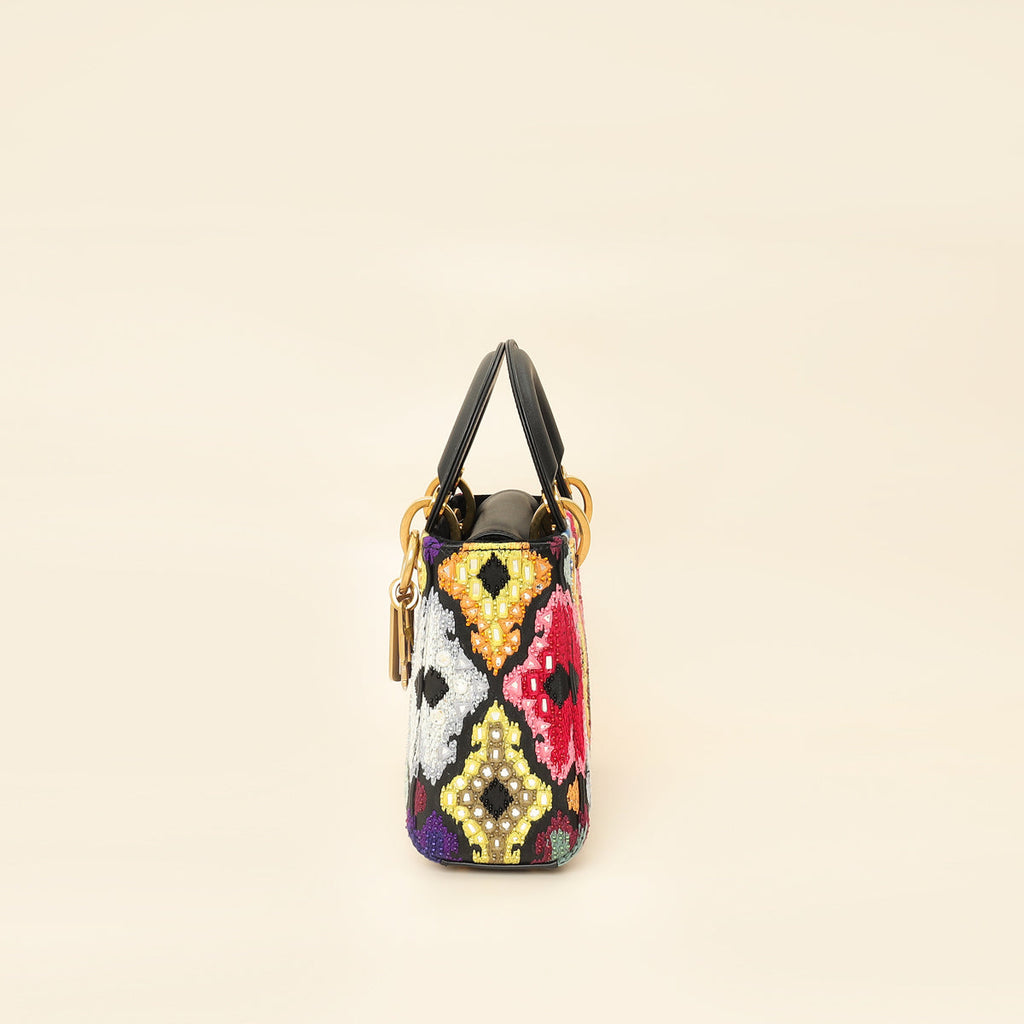 Christian Dior Multicolor Lady Dior Mini Embroidered Bag
