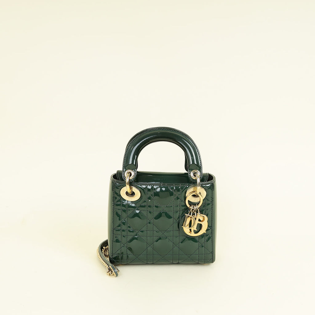 Christian Dior Green Mini Lady Dior Chain Bag