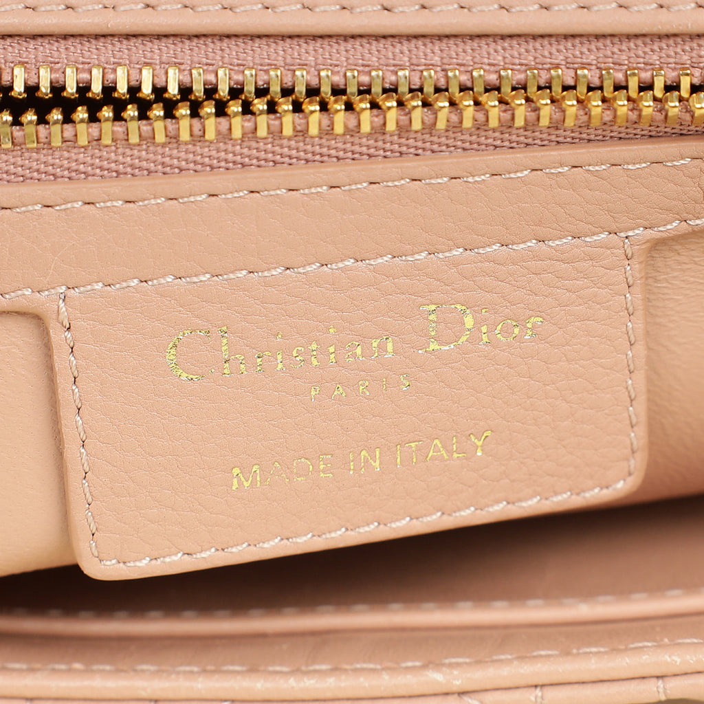 Christian Dior Rose De Vents Caro Cannage Medium Flap Bag