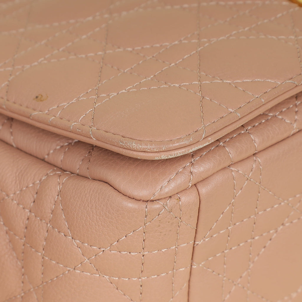 Christian Dior Rose De Vents Caro Cannage Medium Flap Bag