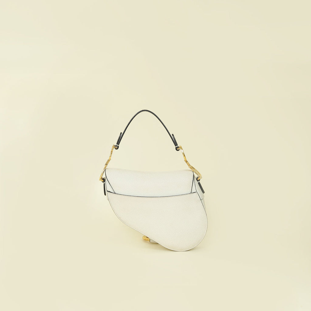 Christian Dior White Mini Saddle Bag