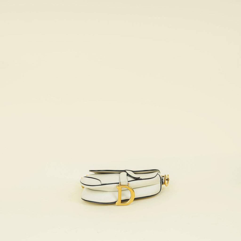 Christian Dior White Mini Saddle Bag