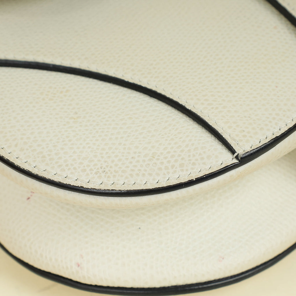 Christian Dior White Mini Saddle Bag