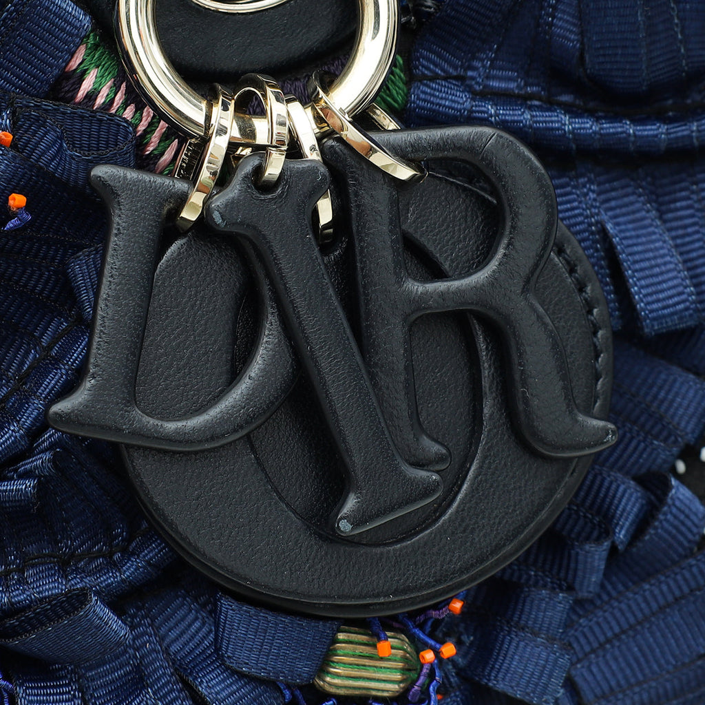 Christian Dior Black Multicolor Lady Dior East West Embroidered Runway Bag