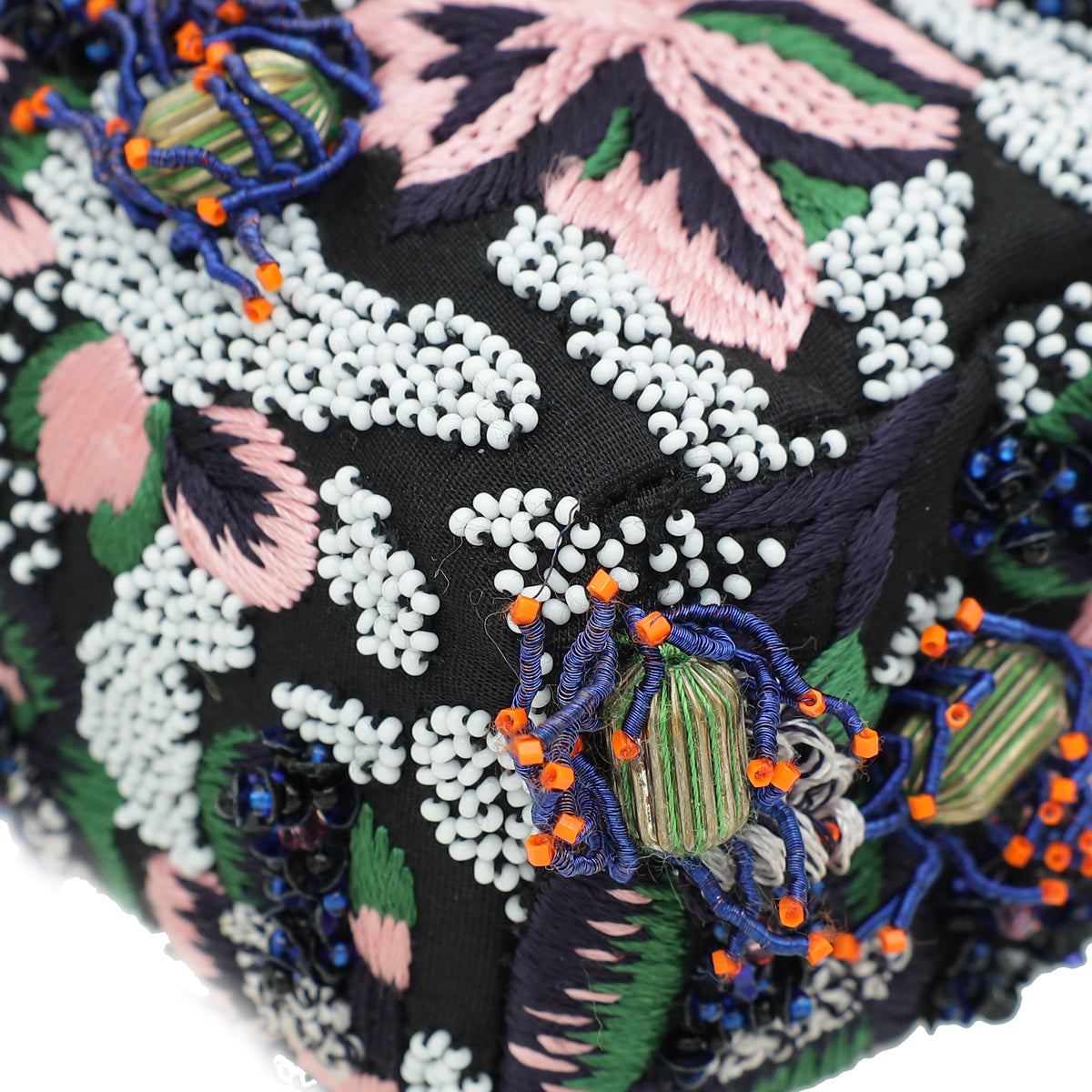 Christian Dior Black Multicolor Lady Dior East West Embroidered Runway Bag