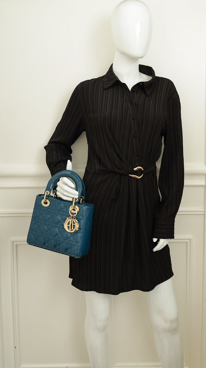 Christian Dior Petrol Blue Lady Dior Small Bag