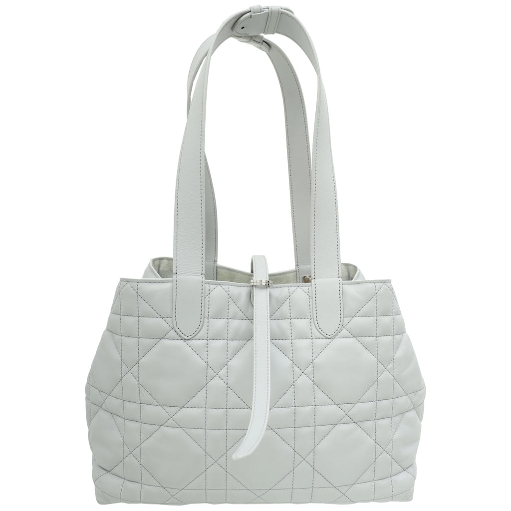 Christian Dior Stone Grey Macrocannage Toujours Medium Bag
