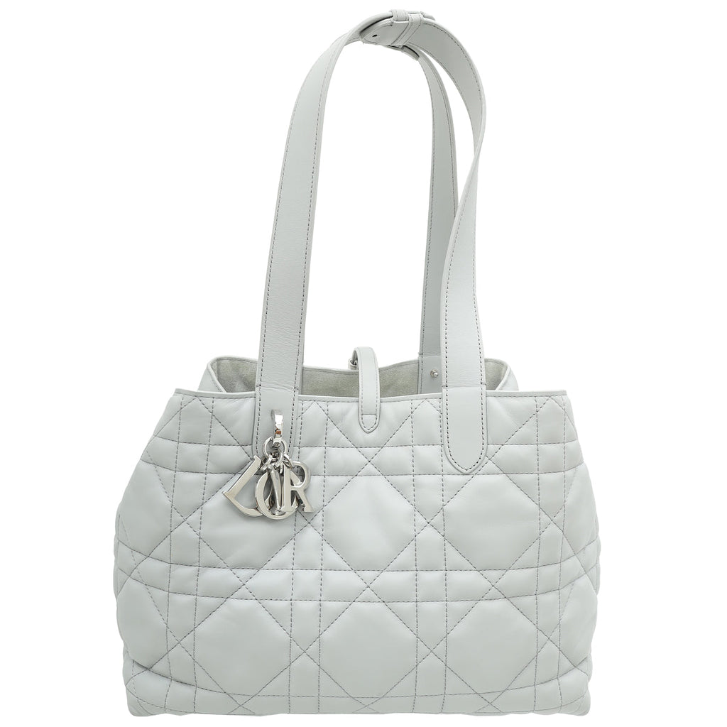 Christian Dior Stone Grey Macrocannage Toujours Medium Bag