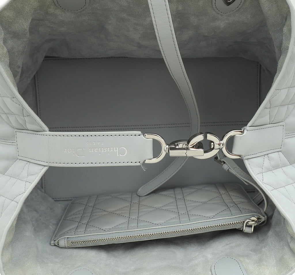 Christian Dior Stone Grey Macrocannage Toujours Medium Bag