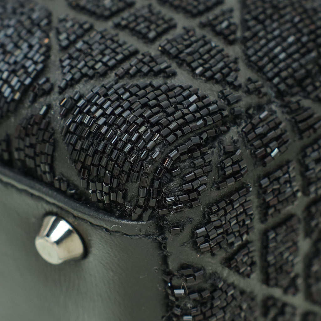 Christian Dior Black Lady Dior Mini Embellished Beads Crystal Bag