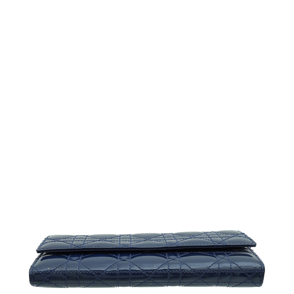 Christian Dior Dark Blue Lady Dior Wallet Chain