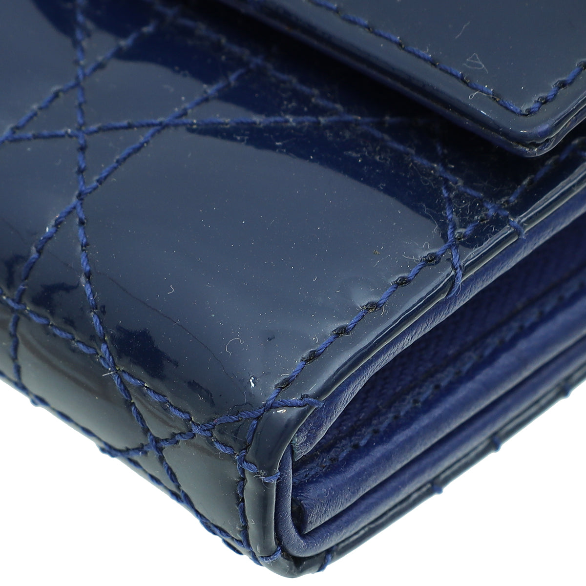 Christian Dior Dark Blue Lady Dior Wallet Chain