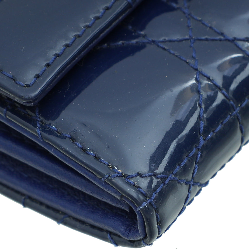 Christian Dior Dark Blue Lady Dior Wallet Chain