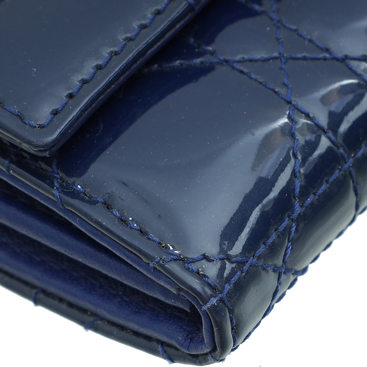 Christian Dior Dark Blue Lady Dior Wallet Chain