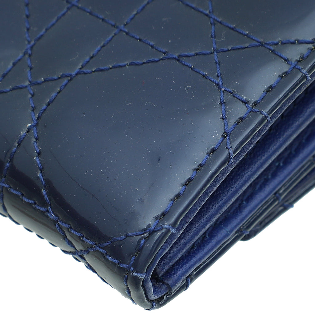 Christian Dior Dark Blue Lady Dior Wallet Chain