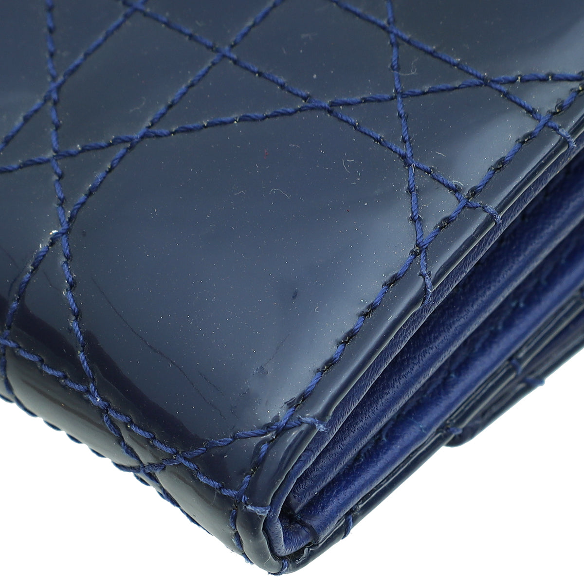 Christian Dior Dark Blue Lady Dior Wallet Chain