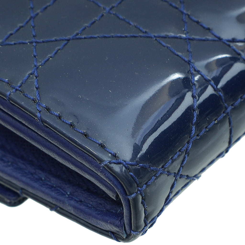 Christian Dior Dark Blue Lady Dior Wallet Chain
