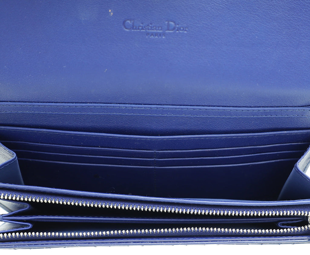 Christian Dior Dark Blue Lady Dior Wallet Chain