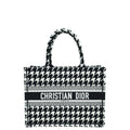 Christian Dior Bicolor Book Tote Macro Houndstooth Embroidery Medium Bag