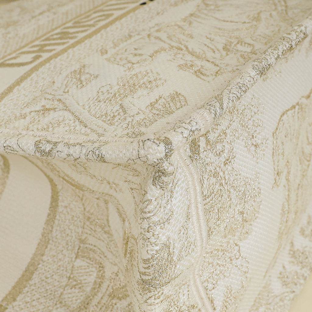 Christian Dior Bicolor Toile de Jouy Book Tote Medium Bag With MU Initials