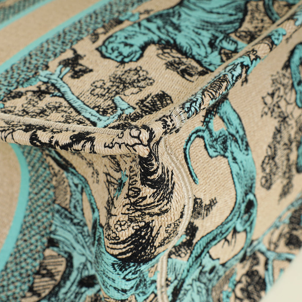 Christian Dior Bicolor Toile De Jouy Sauvage Book Tote Medium Bag