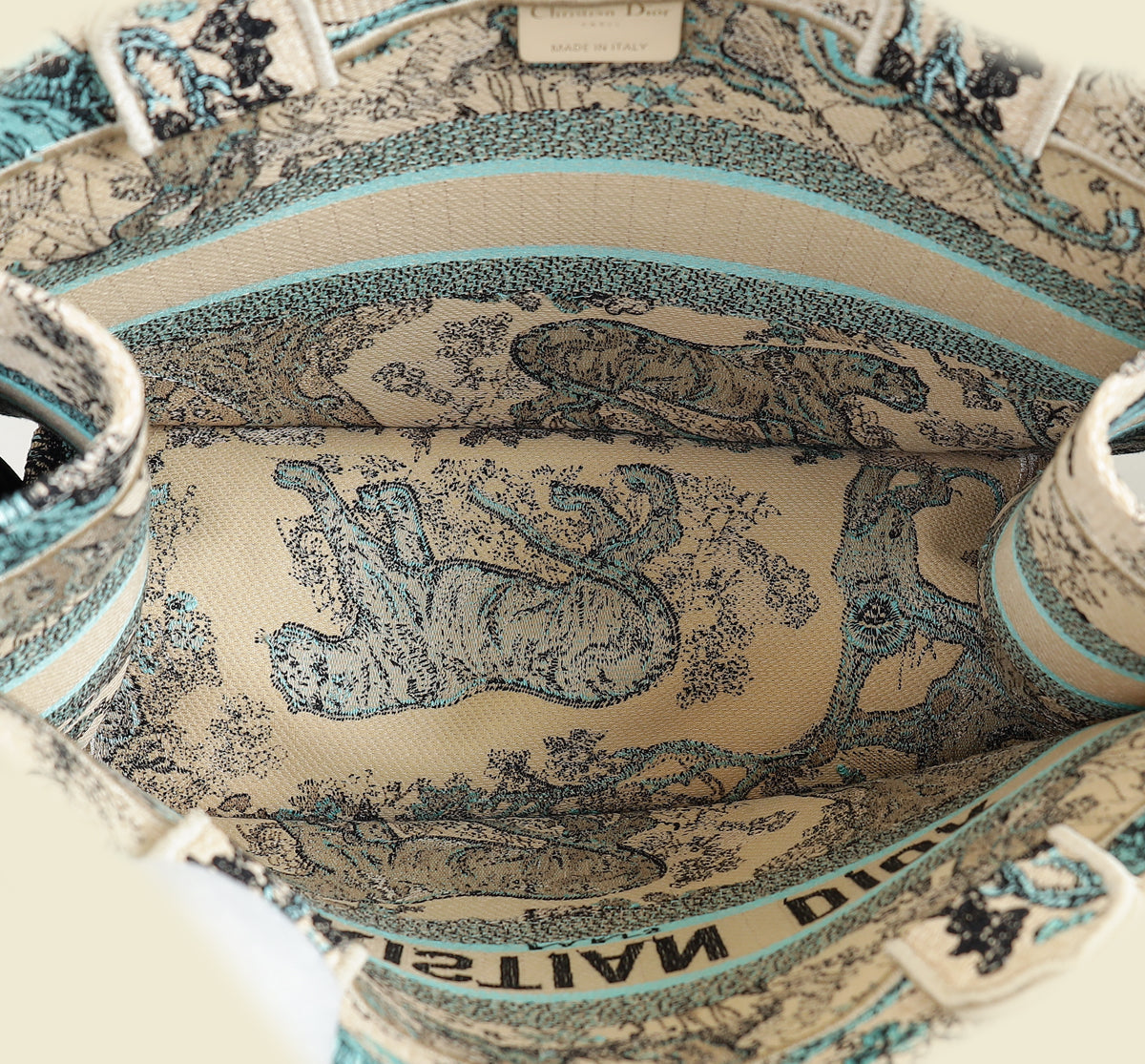 Christian Dior Bicolor Toile De Jouy Sauvage Book Tote Medium Bag