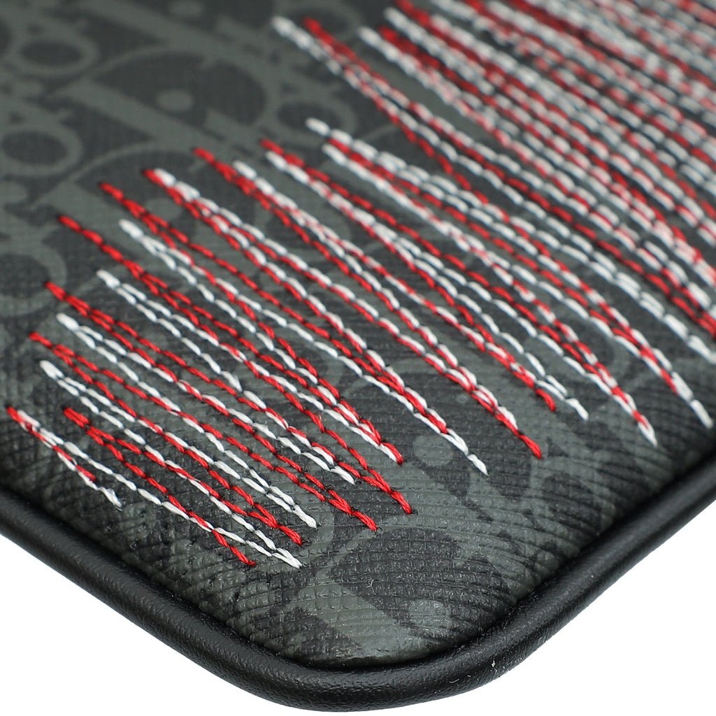 Christian Dior Dark Grey Oblique Zip Pouch
