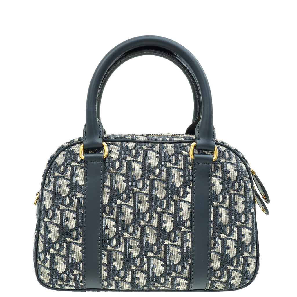 Christian Dior Blue Oblique D-Vibe Bowling Medium Bag