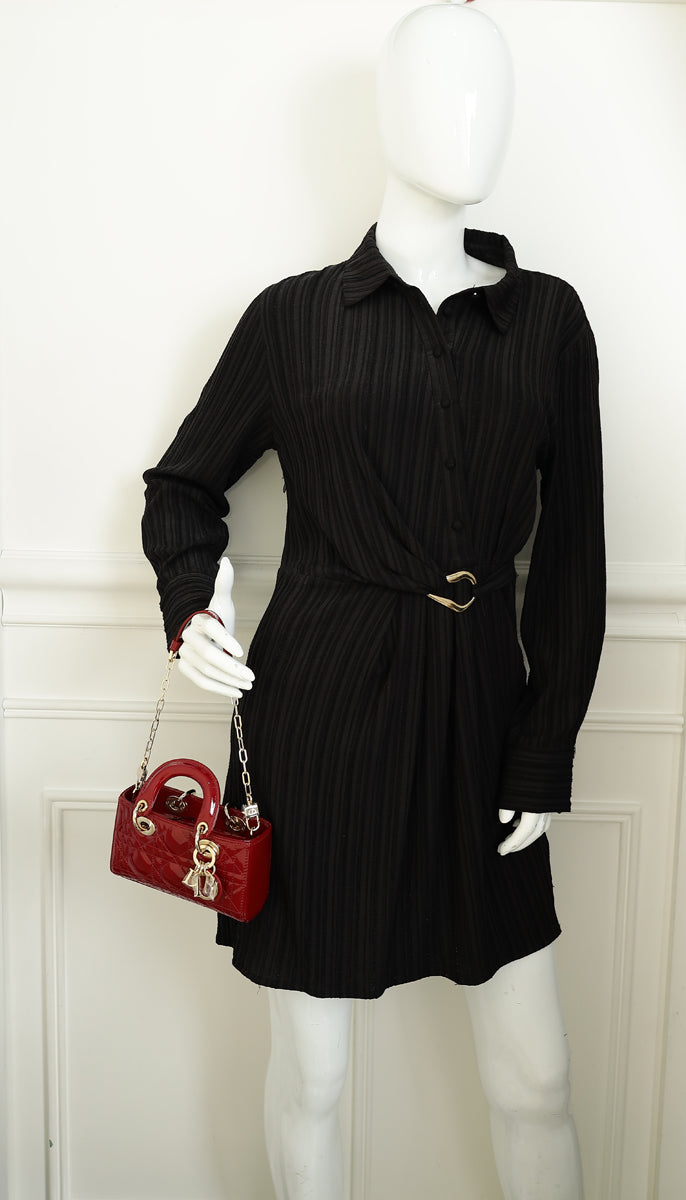 Christian Dior Red Micro Lady D-Joy Bag