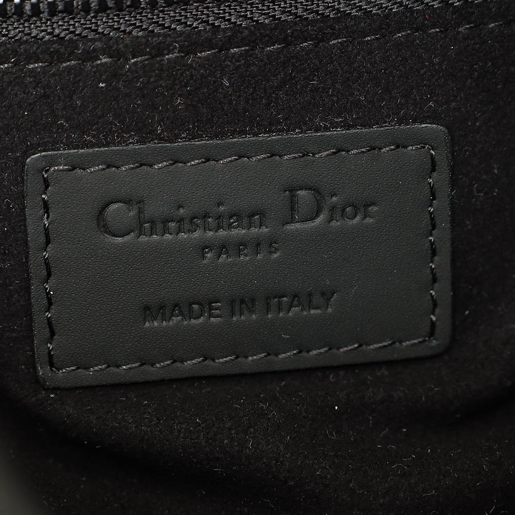 Christian Dior So Black Ultramatte Lady Dior Mini Chain Bag W/ Twilly