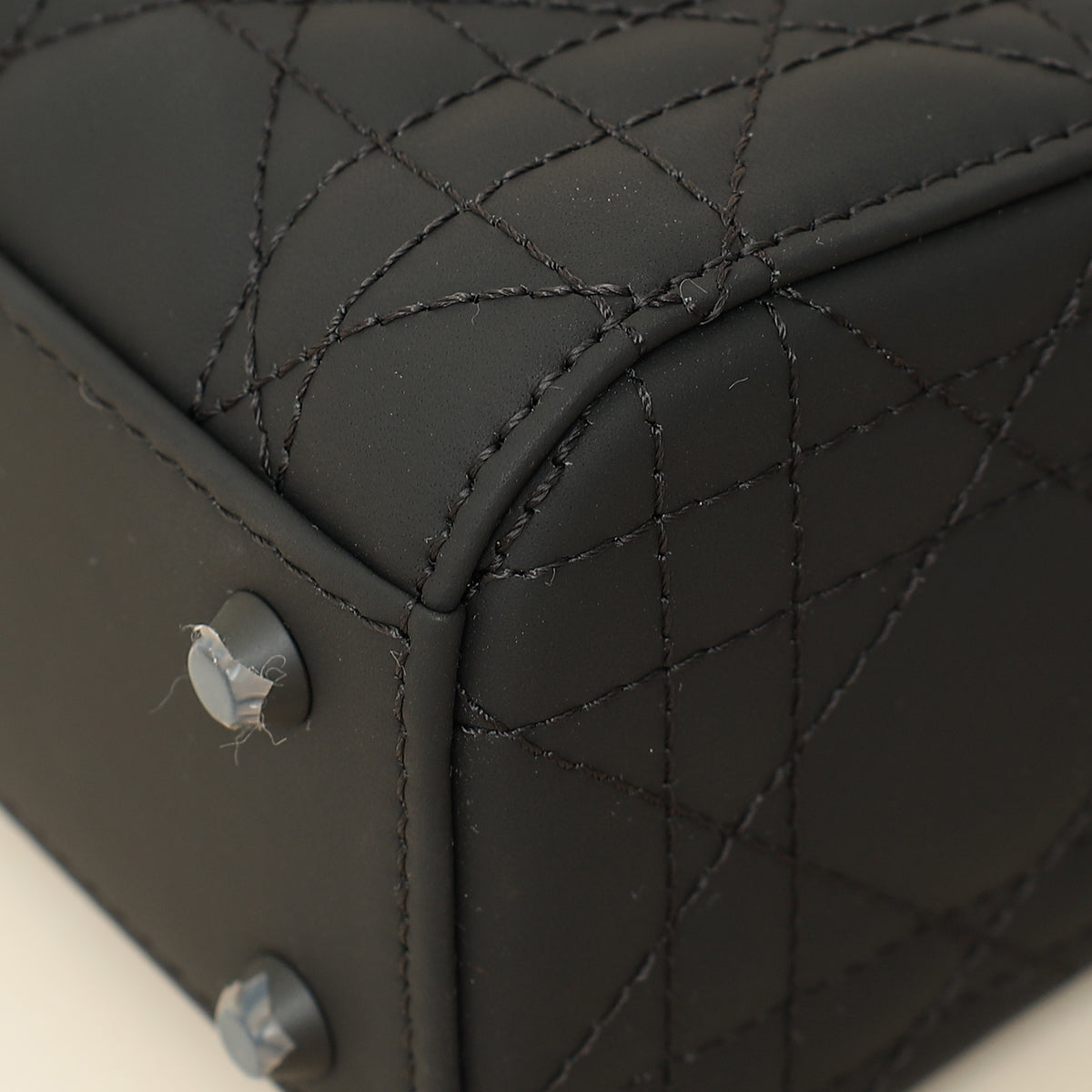 Christian Dior So Black Ultramatte Lady Dior Mini Chain Bag W/ Twilly