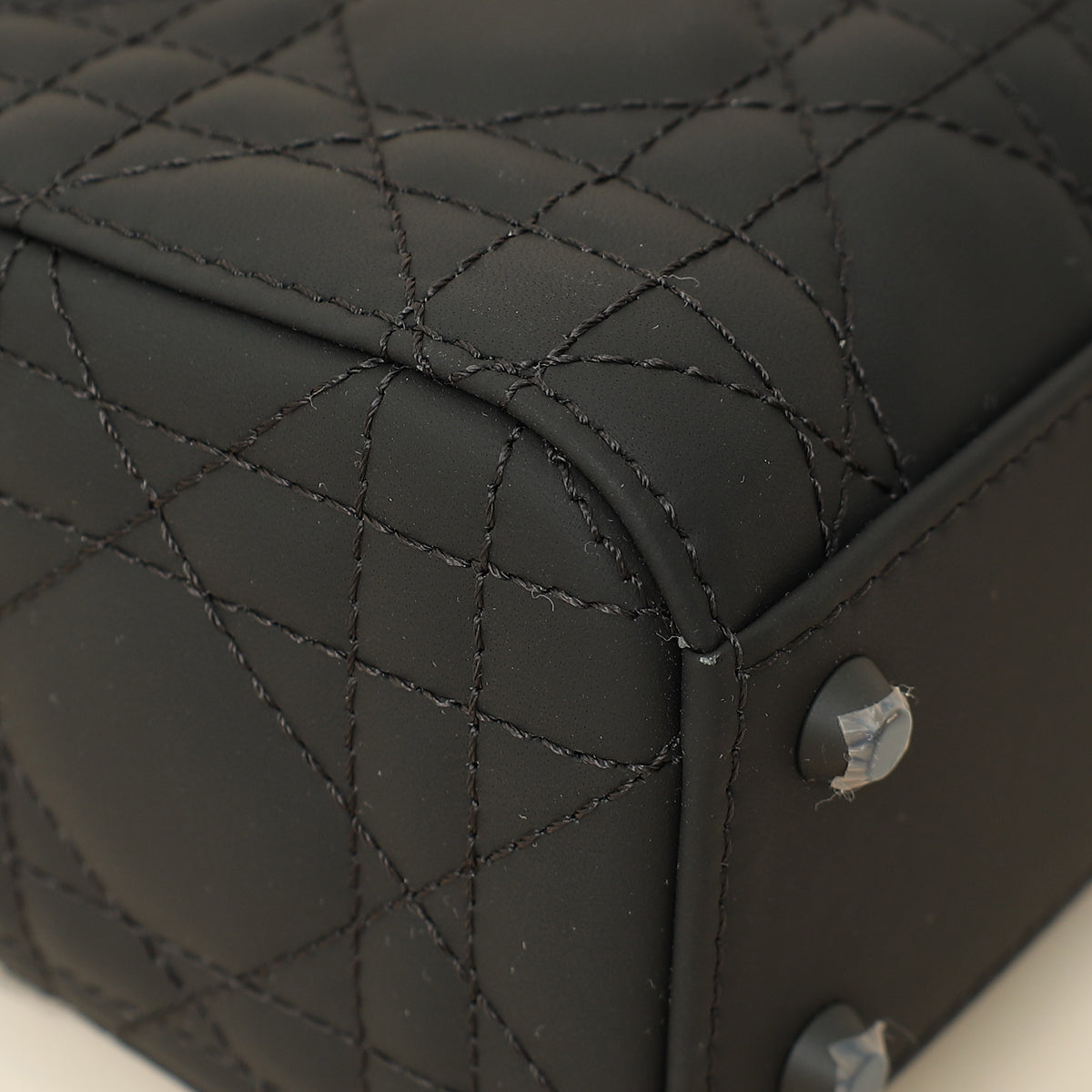 Christian Dior So Black Ultramatte Lady Dior Mini Chain Bag W/ Twilly