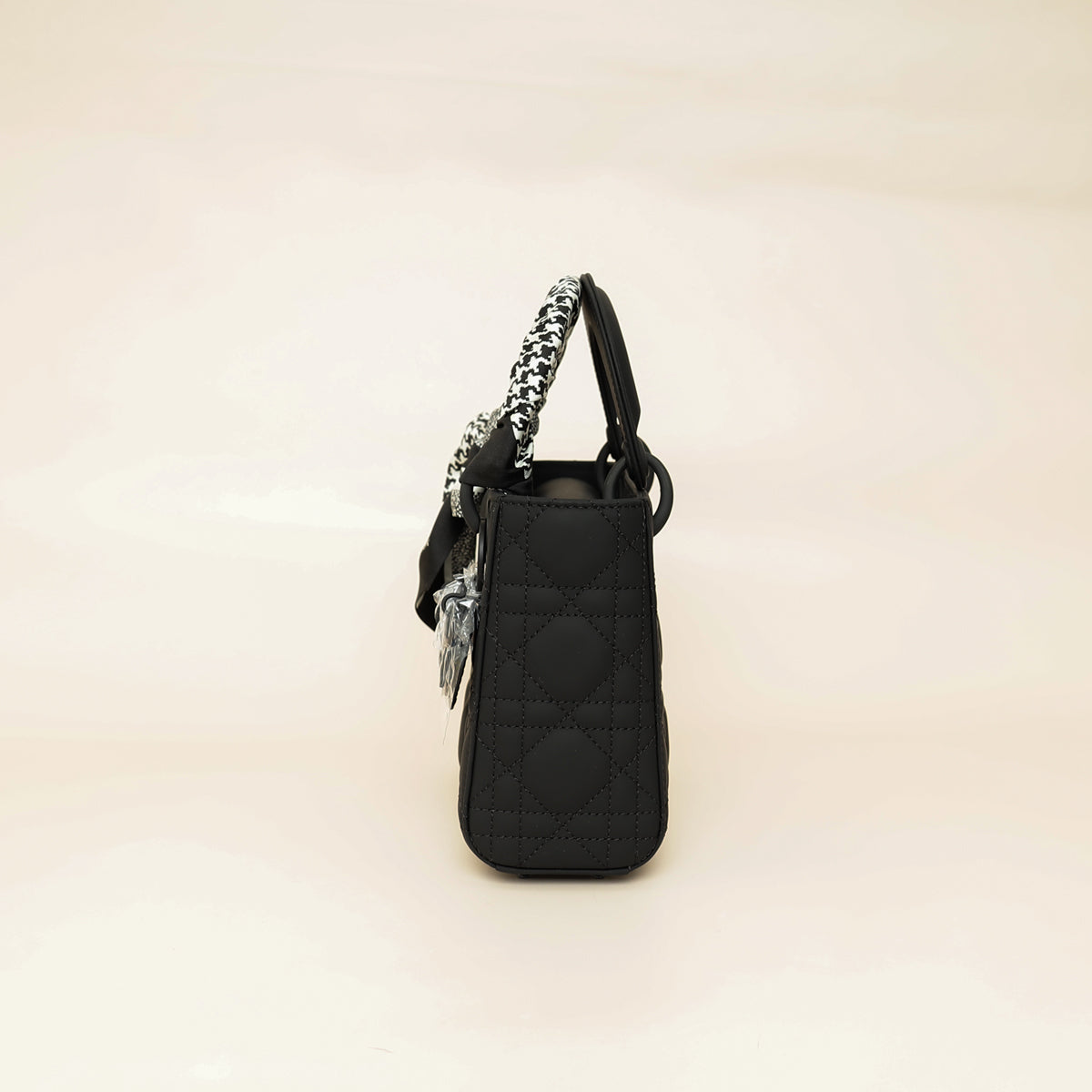 Christian Dior So Black Ultramatte Lady Dior Mini Chain Bag W/ Twilly